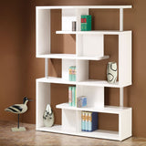Modern Bookcase with Unique Shelving Design in Black or White