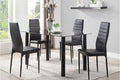 Flores 5 Piece Dinette Set in Black