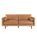 Cylia Mid Century Sofa in Caramel or Black Leatherette