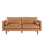 Cylia Mid Century Sofa in Caramel or Black Leatherette