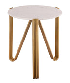 Ayala White Marble Accent Table