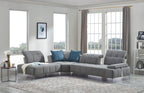 Natasha Tufted Fabric Sectional with Adjustable Backrest