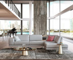 Moore Grey Leather Sectional with Movable Backrests