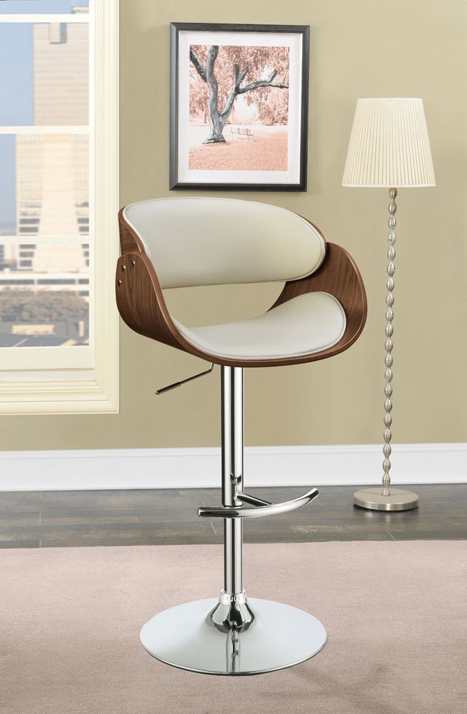 Mid Century Modern Adjustable Barstool in Black or Ecru