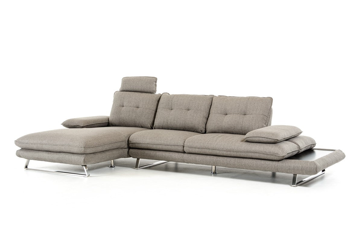 Portia Modern Fabric Sectional with Movable Arms and Backrests