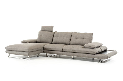 Portia Modern Fabric Sectional with Movable Arms and Backrests