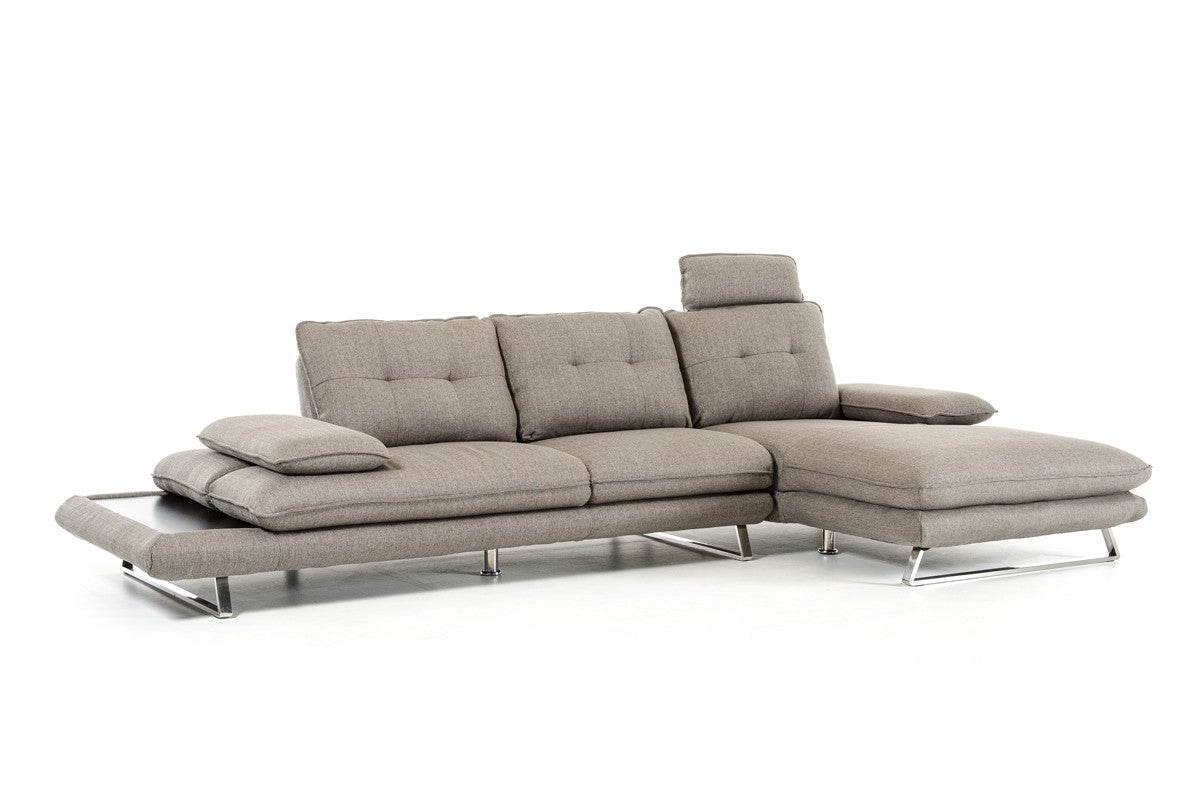 Portia Modern Fabric Sectional with Movable Arms and Backrests