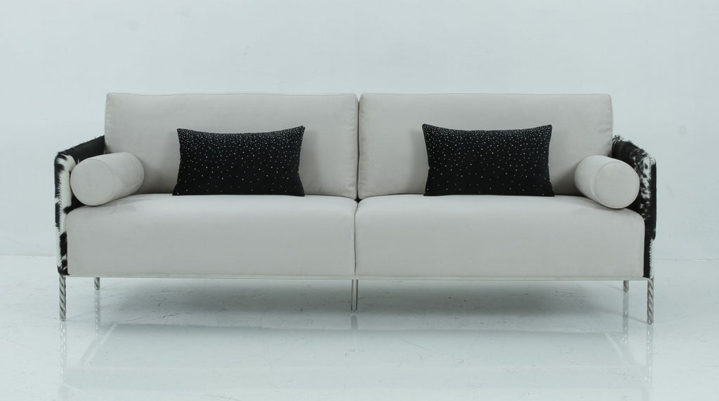 Modern Cowhide Sofa with Spiral Legs