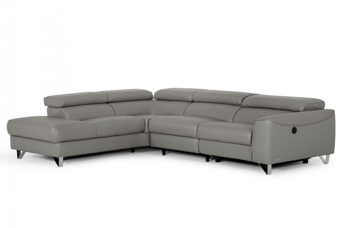Vern Reclining Eco-Leather Sectional in Grey or Taupe